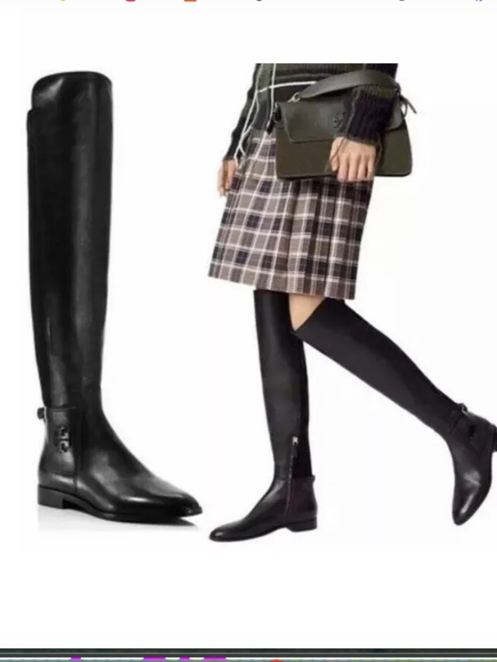 Tory Burch T Leather Wyatt Over The Knee Tall Logo Boots